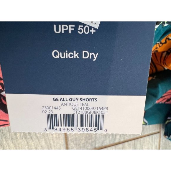 NWT George Swim Trunks Board Shorts 3X UPF 50+ Antique Teal Quick Dry Floral - Picture 2 of 9
